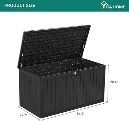 YITAHOME XL 180 Gallon Large Deck Box | Outdoor Storage for Patio Furniture Cushions,Garden Tools,Waterproof,Lockable (Black)