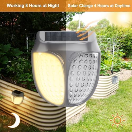 Raised Garden Bed Solar Lights Magnetic, IPX4 Waterproof Solar Lights Outdoor Dusk to Dawn, Solar Powered Garden Lights for Planter Raised Beds, 4 Pack