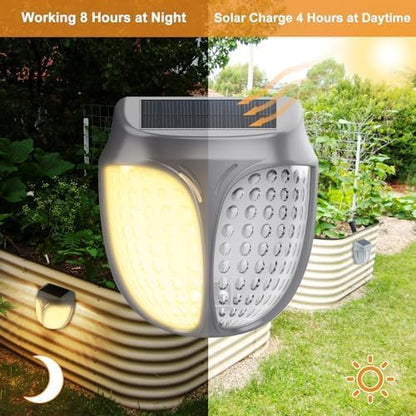 Raised Garden Bed Solar Lights Magnetic, IPX4 Waterproof Solar Lights Outdoor Dusk to Dawn, Solar Powered Garden Lights for Planter Raised Beds, 4 Pack