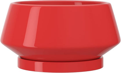 8.3 Inch Red Ceramic Planter with Drainage Hole and Saucer | Ideal for Indoor and Outdoor Plants, Modern Home Decor, Round, Gloss Red