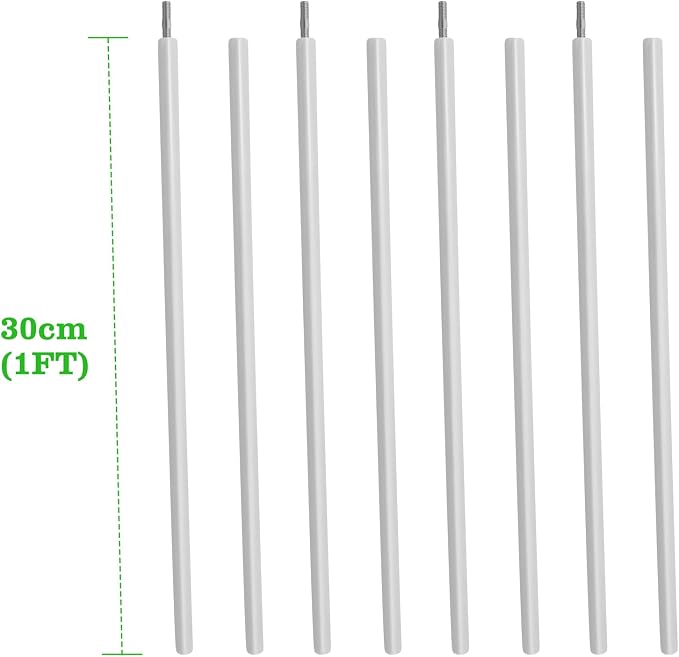 ANLEOLIFE 8-Pack 12 Inch Raised Garden Bed Support Rods, Stabilizer Bracing Rod Kit with Connector Studs & Screws, Prevent Bowing in Metal Garden Beds, Antique White