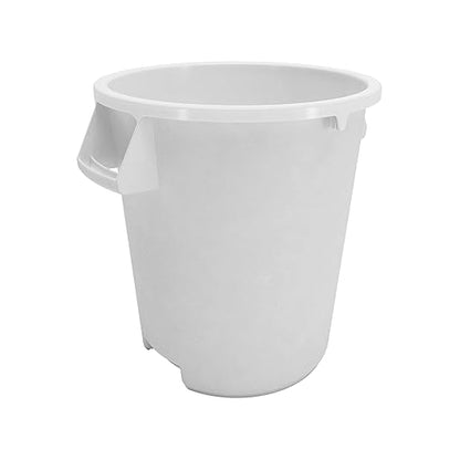 SPARTA Bronco 10 Gallon Trash Can, Thick Polyethylene Bin, NSF Certified Waste Container with Top Handles, Bottom Handholds, Reinforced Base and Stackable, LLDPE, 10 Gallon, White (Pack of 6)