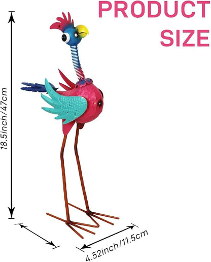 Metal Rooster Statue Outdoor Garden Decor,19" Wacky Rooster Decor Yard Statue Decorations Outdoor,Funny Chicken Sculpture for Patio, Lawn, Backyard (Pink)