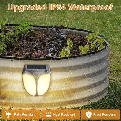 Raised Garden Bed Solar Lights Magnetic, IPX4 Waterproof Solar Lights Outdoor Dusk to Dawn, Solar Powered Garden Lights for Planter Raised Beds, 4 Pack