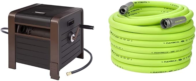 Liberty Garden Elite Hose Reel and Storage Box Bundle with Flexzilla Garden Hose (100 ft.)