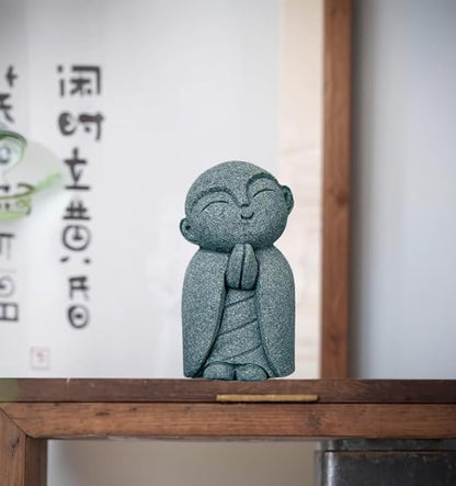 Mini Monk Buddha Statue Sandstone Statues Zen Monk Praying Statue Sculptures for Wealth Good Luck Feng Shui Decor Home Fish Tank Aquarium Garden (Style 14)