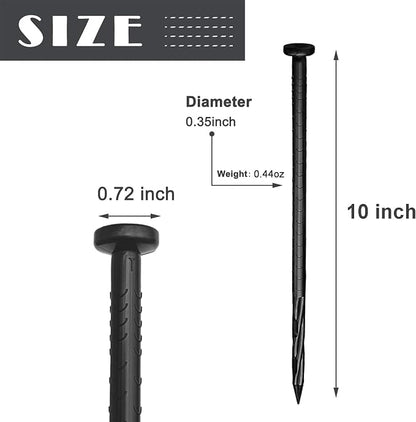 Plastic Landscape Anchoring Spikes 8 Inch Nylon Spiral Landscape Spikes for Yard, Garden Lawn, Weed Barriers, Artificial Turf, Tent (50, 10 in)