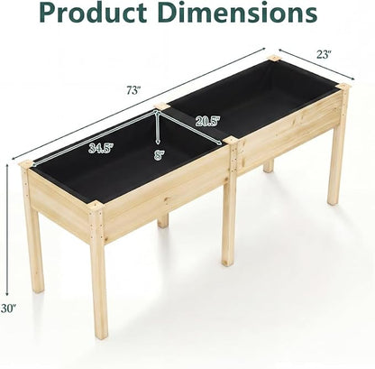 Giantex Raised Garden Bed, Elevated Wood Planter Box with Drain Hole, Gardening Planter Raised Bed for Planting Vegetables Flowers Succulents Herbs,73" Lx23 Wx30 H