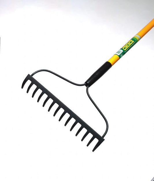 Emsco Group Professional's Choice 16-Tine Bow Rake - 54" Fiberglass Handle - 14 Gauge Steel Blade