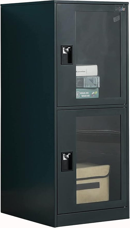 MECOLOR Vertical Single-Layer Small lockers with Padlocks and latches, 2 or 3 compartments, for Employees, Families, Offices,supermarkets and Other Places, (Dark Grey, G2V)