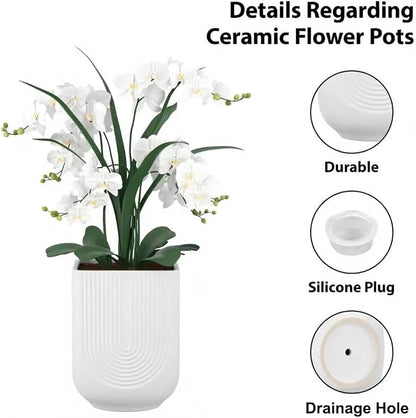 Ceramic Planter, 6 Inch Plant Pot with Drainage, Matte White | Indoor Outdoor Use, Flower Pot for Plants, Home Garden Decor, Lightweight Durable Ceramic
