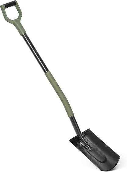 Amazon Basics Gardening Shovel for Digging and Edging, Flat Spade, D-Handle, 47 Inch, Black/Olive