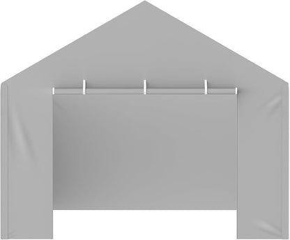 VEVOR Carport Replacement Canopy Cover Side Wall 12 x 20 ft, Garage Tent Shelter Tarp Heavy-Duty Waterproof & UV Protected, Easy Installation with Ball Bungees,Grey (Top and Frame Not Included)