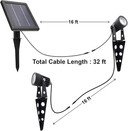 Mini 50X Twin Solar-Powered Flag Pole Light Cast Aluminium Cool White LED Spotlight 60-100 Lumen Per Light Fixture for Outdoor Garden Yard Landscape Downlight