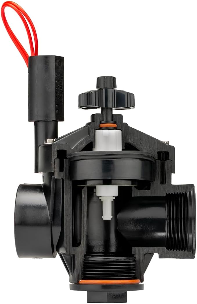 Hunter PGV 1-1/2 in. Sprinkler Valve with Flow Control, Globe/Angle | 1½ in. irrigation valve with female-thread inlet/outlet, 24VAC solenoid, 20-150 PSI, and globe/angle installation