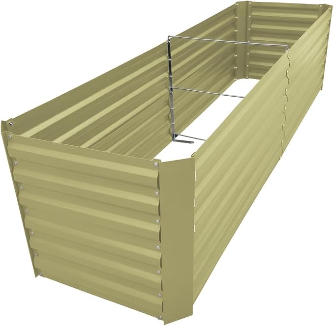 8x2x2FT Beige Metal Raised Garden Bed Kit, Galvanized Outdoor Planter Box for Vegetables, Flowers, Herbs, Succulents and More