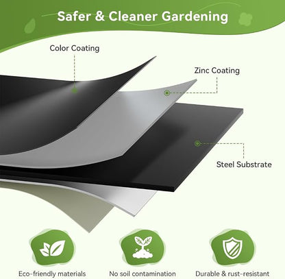 COMHOMA 3 Pack Round Raised Garden Bed 2x2x1ft,Galvanized Metal Planter Box Kit for Outdoor Gardening,Vegetable Flower Herb Growing Beds with Gloves Tools,Black