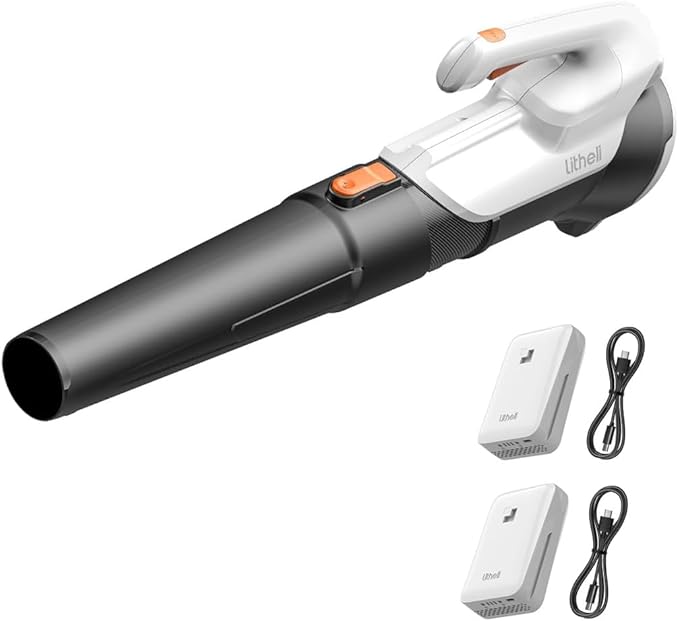Litheli Cordless Leaf Blower with 2 Batteries, 2-Speed 350CFM for Dry Leaves, Dust & Car Drying