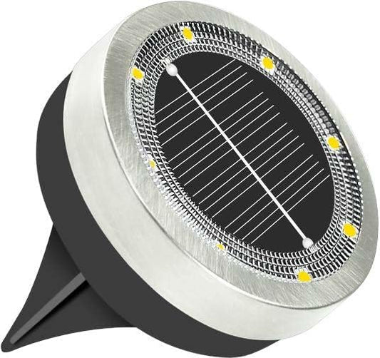 Solar Ground Lights Outdoor, 1 Pack Solar Lights Outdoor Waterproof, Mini Flat Solar-Powered Garden Light, Landscape Lighting for Garden Yard Lawn Pathway Walkway Driveway Backyard Decor, Warm White