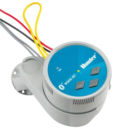 Hunter NODE-BT-100 Battery Sprinkler Timer, 1-Zone Controller with Solenoid | Bluetooth battery irrigation controller with DC-latching solenoid, app control, for drip or remote systems