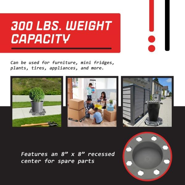 Tire Dolly - 300lb Capacity Wheel Dolly Tire Rack with Swiveling Casters - Rolling Storage Rack for Up to 4 Wheels - Shop Storage by Stalwart