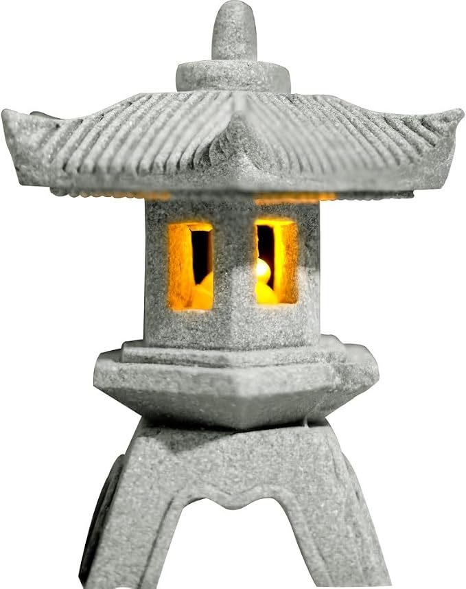 Japanese Pagoda LED Lamp Statue Figurine, LED Lantern Pagoda Statue Figurines for Home Table Decor - Style C