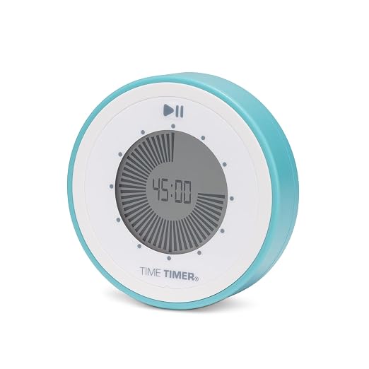 Time Timer Twist 90-Minute Digital Countdown Clock — for Kids Classroom Learning, Homeschool Study Tool, Teachers Desk Clock, Exercise and Kitchen Timer (Lake Day Blue)