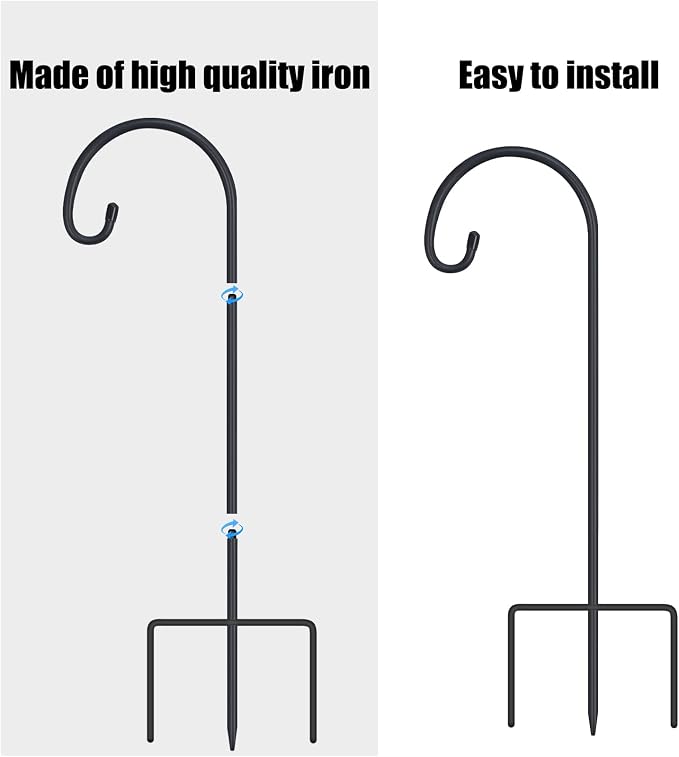 FEED GARDEN Adjustable 32 Inch Shepherd Hooks Rust Resistant Steel Shepard Hooks for Outdoor Hanging Lanterns, Bird Feeders, Solar Lights, Weddings Decor 8 Pack
