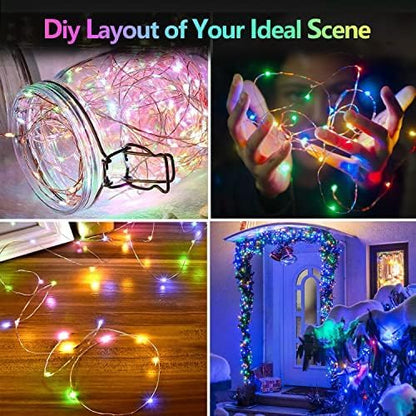 4 Pack 60 LED Fairy Lights Battery Operated with Timer, 20FT Waterproof String Lights Indoor Outdoor, Cuttable Battery Light for Home Bedroom Wedding DIY Centerpiece Christmas Decorations (Multicolor)