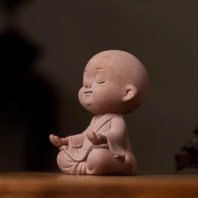 Sitting Buddha Meditation Zen Figurines Decor Small Monk Statue for Fish Tank Aquarium Garden Decoration (Pink)