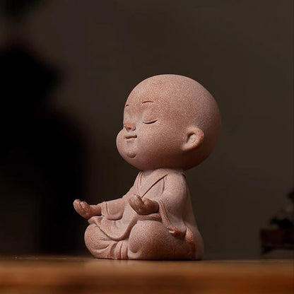 Sitting Buddha Meditation Zen Figurines Decor Small Monk Statue for Fish Tank Aquarium Garden Decoration (Pink)