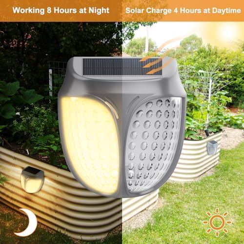 Raised Garden Bed Solar Lights Magnetic, IPX4 Waterproof Solar Lights Outdoor, Solar Powered Garden Light for Planter Raised Beds, 2 Pack