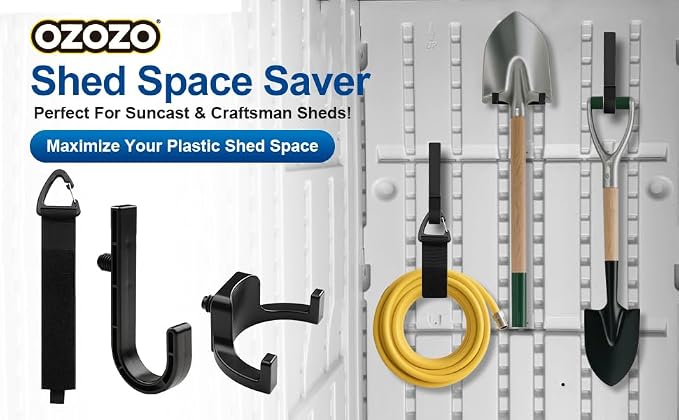 Shed Accessories for Suncast | Heavy Duty ABS Storage Shed Hooks | J&U Shape Tool Hooks Compatible with Craftsman&Suncast Storage Shed