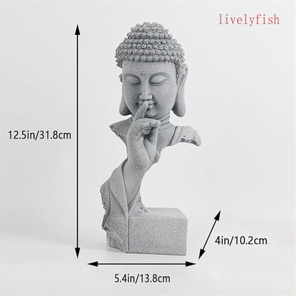 livelyfish Meditating Buddha Statue Zen Garden Statues Sandstone Thinker Buddha Sculpture Figurine for Fish Tank Aquarium Home Decorations, Gift (Large)