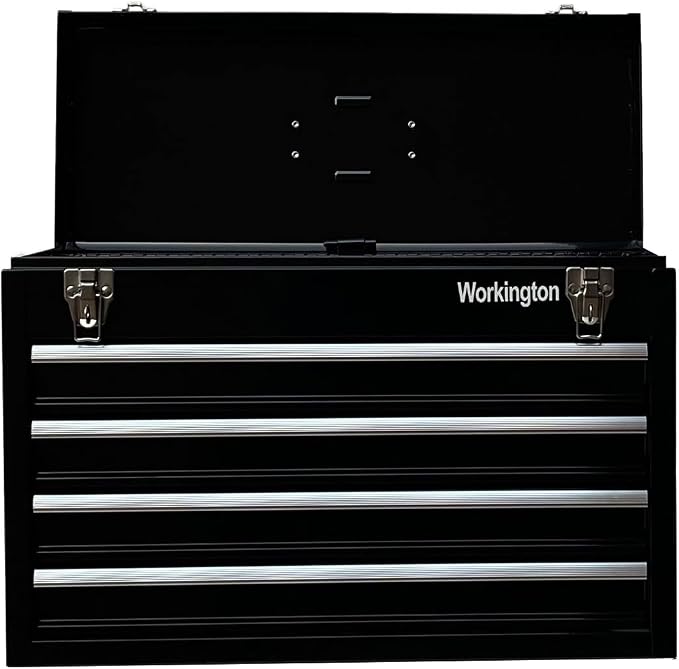 Workington Portable Metal Tool Chest with 4 Drawers, 20" 4-Drawer Tool Chest Cabinet with Ball Bearing Drawer Slides, Steel Tool Storage Box Organizer 4004 Black