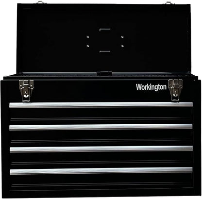 Workington Portable Metal Tool Chest with 4 Drawers, 20" 4-Drawer Tool Chest Cabinet with Ball Bearing Drawer Slides, Steel Tool Storage Box Organizer 4004 Black