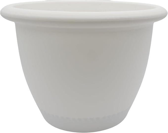 The HC Companies Sevilla Flower Planters - Durable Outdoor & Indoor Planter - Round Lightweight Self Watering Plant Pots for Herbs & More (14" White, Pack of 1)