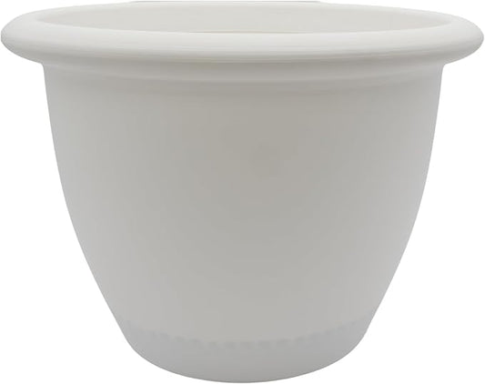 The HC Companies Sevilla Flower Planters - Durable Outdoor & Indoor Planter - Round Lightweight Self Watering Plant Pots for Herbs & More (14" White, Pack of 1)