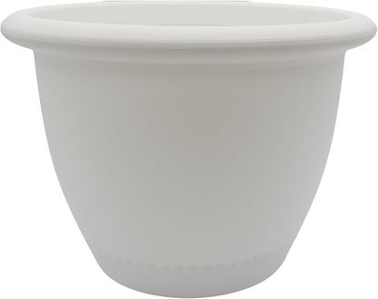 The HC Companies Sevilla Flower Planters - Durable Outdoor & Indoor Planter - Round Lightweight Self Watering Plant Pots for Herbs & More (16" White, Pack of 1)