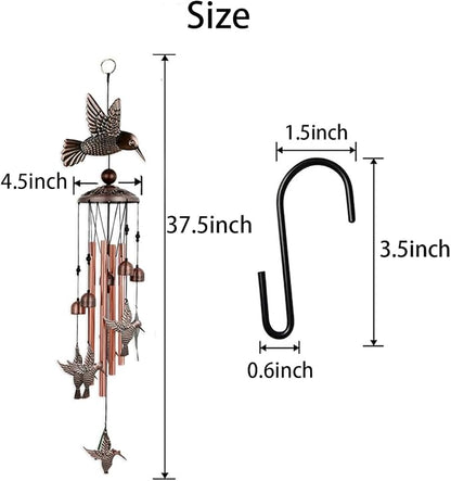 Hummingbird Wind Chimes Copper Alloy for Outdoor Decorations Garden Yard Trees Or As A Good Gift for Family Friends Colleague