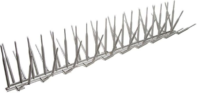 Bird B Gone - Gray Plastic Anti Bird Spikes (10') - Humane Deterrent - Stops Pigeons & Birds from Roosting - UV-Stabilized Polycarbonate - for Rooftops, Ledges, Fences, Etc - Made in USA