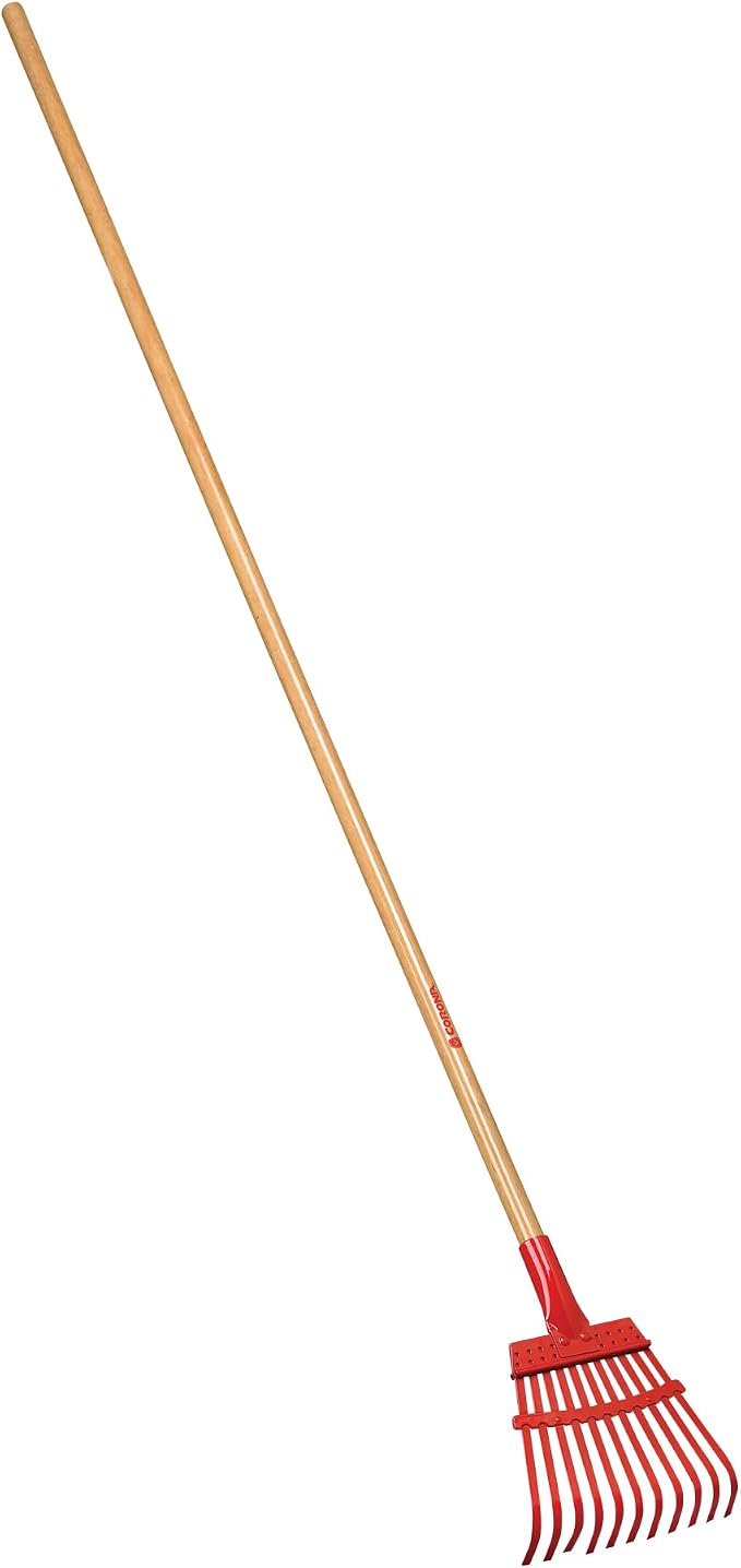 Corona RK 62000 Flexible Fixed Tine Shrub Rake, Wood Handle, 8-Inch Wide
