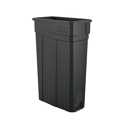 Suncast Commercial 23 Gallon Resin Narrow Trash Can with Handles, Gray, Made in the USA
