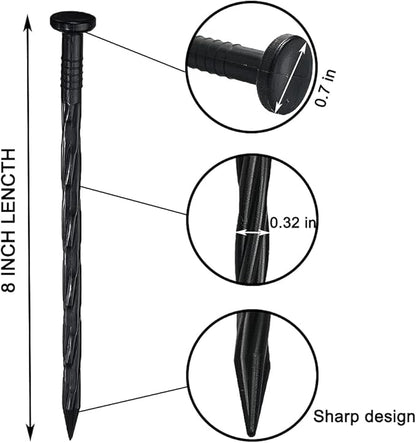 80 Pcs 8 Inch Plastic Edging Nails, Spiral Landscape Fabric Edging Anchoring Stakes Nylon Landscaping Anchoring Spikes Garden Lawn Yard Spikes for Weed Barrier, Paver Edging, Artificial (Pack of 2)