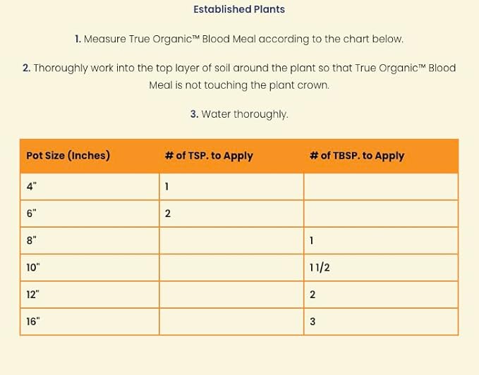 True Organic Blood Meal – High-Nitrogen Organic Fertilizer for Rapid Vegetative Growth – 3lb Bag Covers 104 Sq. Ft.