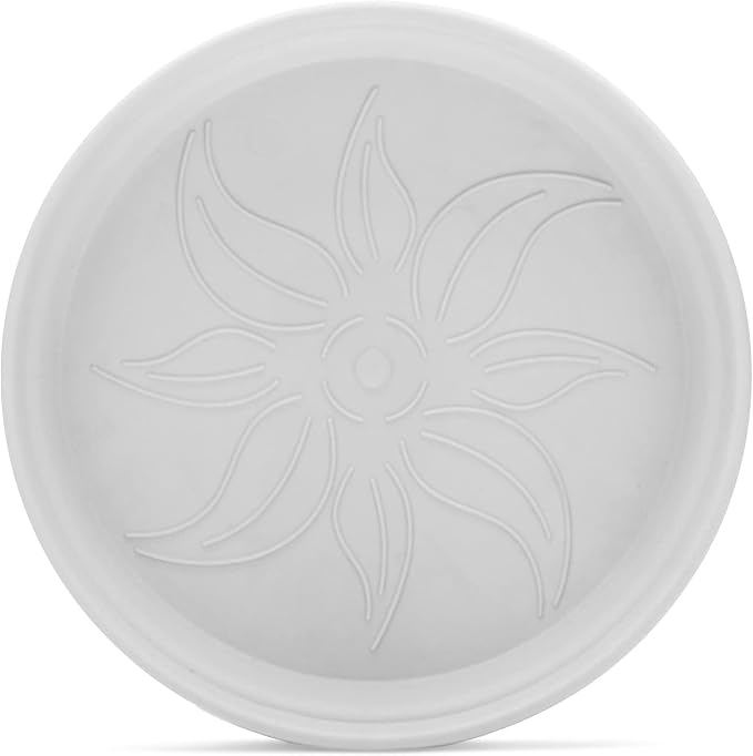 Mintra Garden Pots, 4 Pack Bulk Plastic Plant Pots with Drainage Tray, Round Indoor & Outdoor Decorative Planters with Drain Holes for Flowers, Herbs & Plants, 19cm Diameter – White, 7.5 in