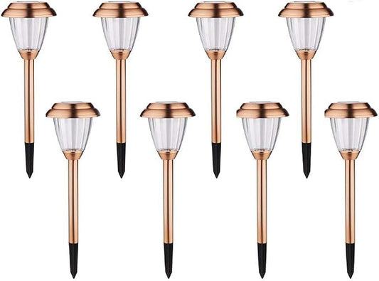 Solar Lights Outdoor - 8 Pack Copper Garden Walkway Lights Solar Powered Waterproof for Garden, Lawn, Yard, Pathway