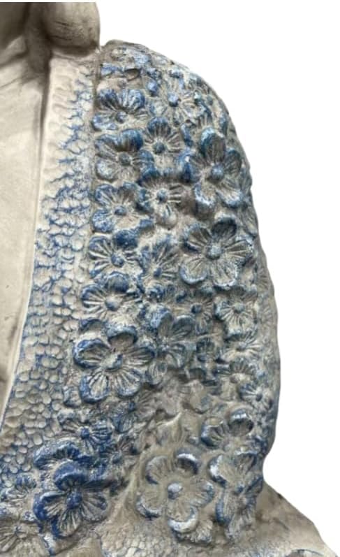 Large 16" Meditating Buddha Statue with Blue Accents, Weatherproof Resin Sculpture for Outdoor Patio Yard Zen Decor, Feng Shui Mindfulness Ornament, Housewarming Spiritual Gift