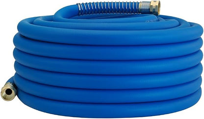 Wiseflow Garden Hose 75FT x 5/8", Heavy Duty Rubber Hose, Water Hose with Five Layered Braiding, Male Female Fittings, 1000PSI Burst, 300PSI Working for Yard, Car Wash, Pets (Blue)