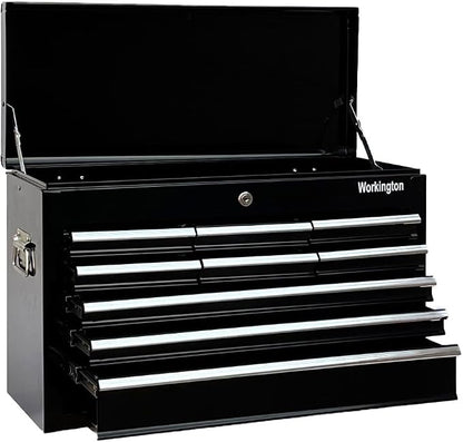 Workington Portable Metal Tool Chest with 9 Drawers, 24" 9-Drawer Tool Chest Cabinet with Ball Bearing Drawer Slides, Steel Tool Storage Box Organizer 4006 Black